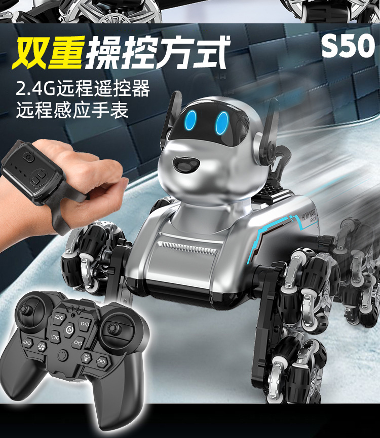 跨境机械狗八轮特技遥控玩具儿童手势感应攀爬变形电动智能机器狗详情2