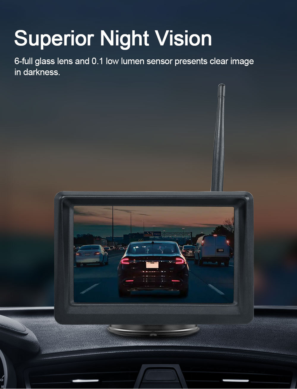The 5-inch universal display screen for small cars is equipped with a built-in digital wireless high-definition 150° rearview reversing camera image system pic 5