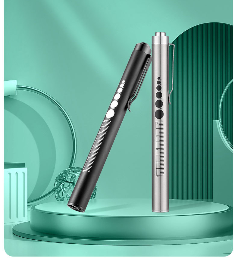 充电护士手电筒 led后多功能黄白双光医护瞳孔笔灯带刻度刻字logo详情12