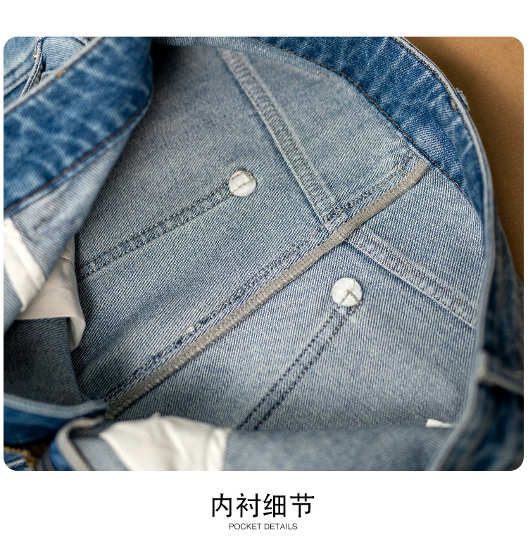 Factory direct sales of new light blue embroidered jeans for women. High waist, loose, slimming, concealing flesh, wide legs, straight, plus-size women pic 18