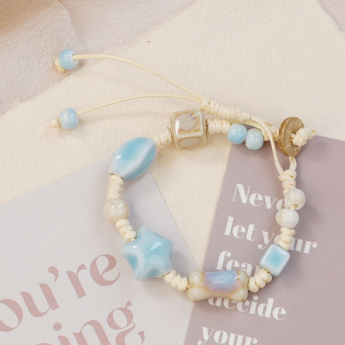 Jingdezhen ceramic bracelet wholesale, fresh, sweet, heavy woven rope, star niche bracelet accessories wholesale pic 3