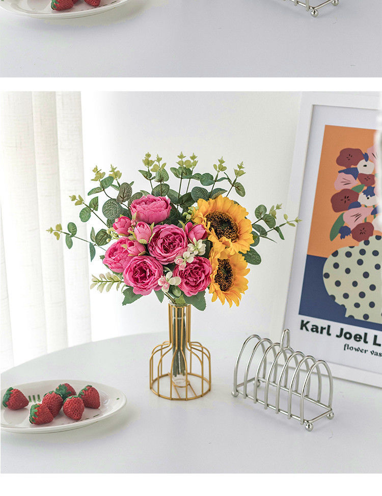 向日葵假花花摆设客厅餐桌面花艺装饰摆件卧室干花束绢花详情17