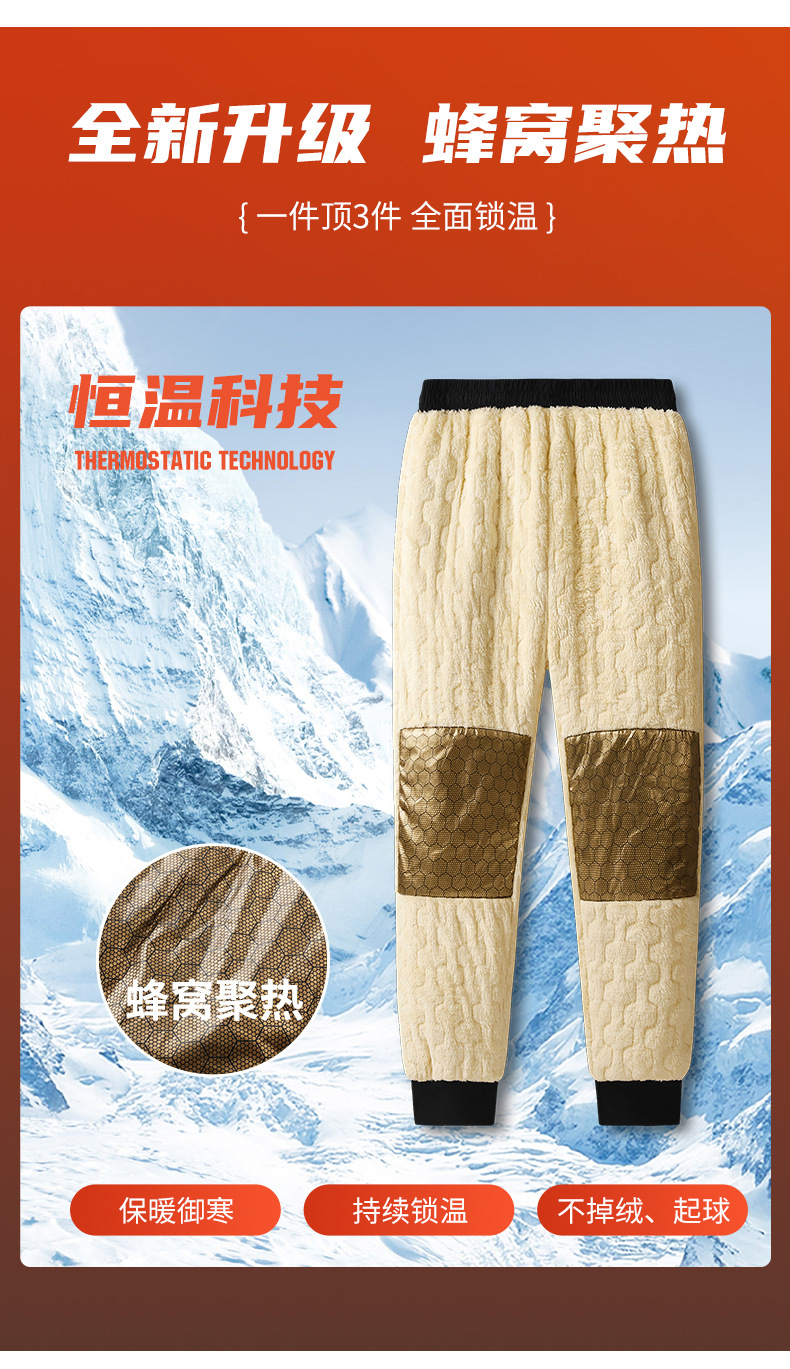 秋冬款加绒加厚羊羔绒加大加肥保暖御寒科技升温裤子休闲棉裤直筒详情19