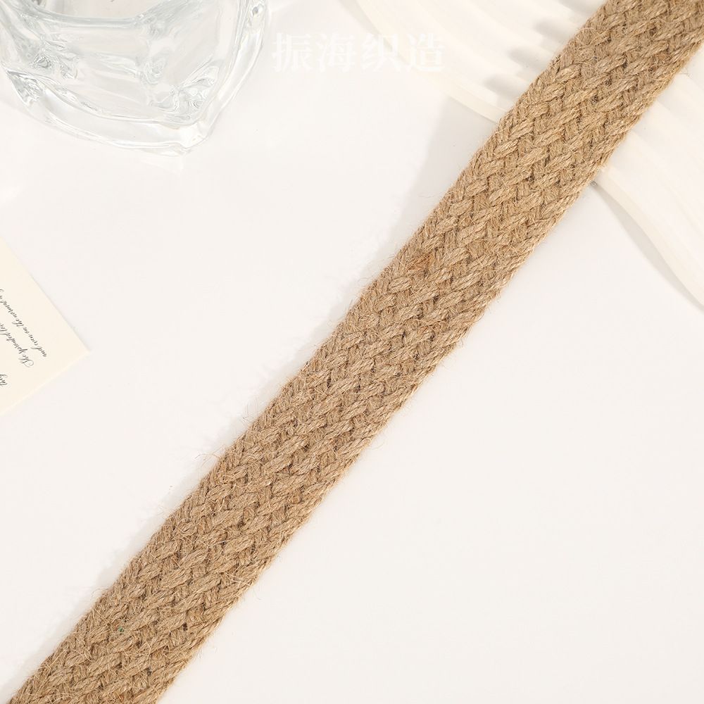 扁宽编织麻绳子布带条绑带宽布条包边布料织带辅料百搭布艺人字纹详情4