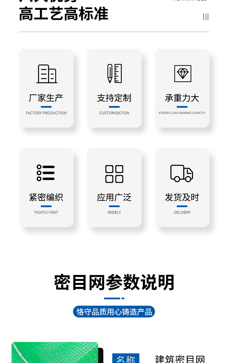安全网防护网建筑工地密目防坠网工程防火阻燃网外架施工围栏网详情2