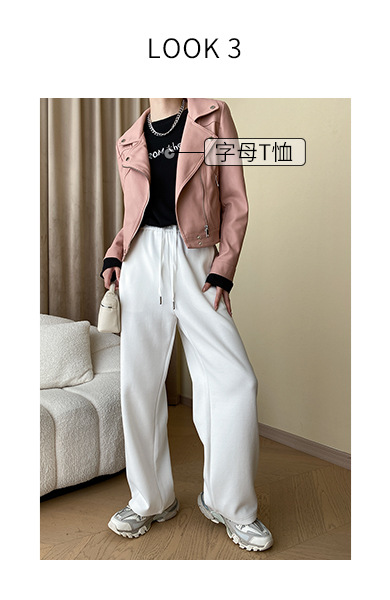 司南 时髦斜门襟拉链设计感 超模机车风皮衣夹克外套高级 SN4227详情13