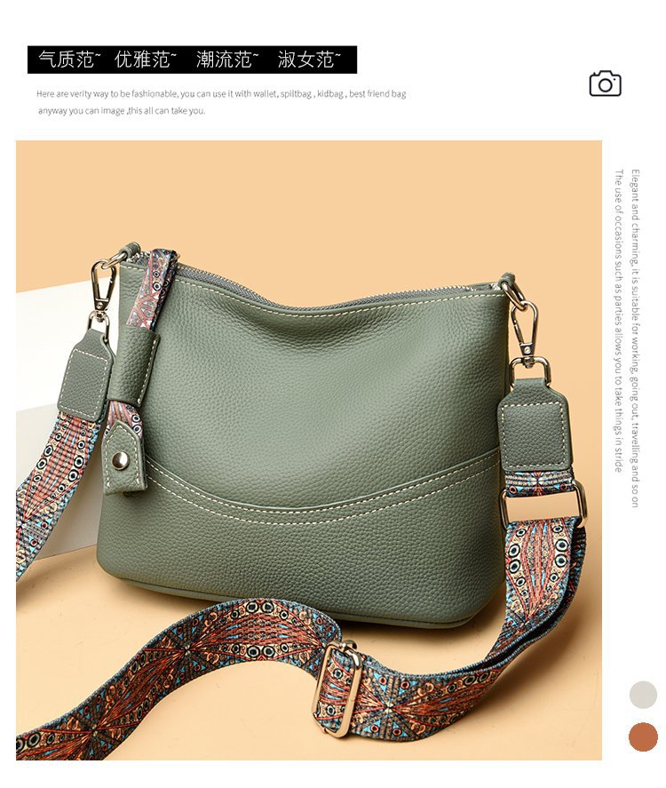 真皮流浪包女包头层牛皮包街拍新款潮时尚百搭三层软皮单肩斜挎包详情8