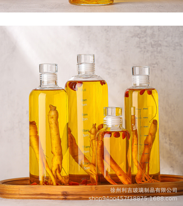 玻璃刻度酒瓶白酒储酒器玻璃瓶专用人参酒瓶高硼硅密封分装泡酒详情17