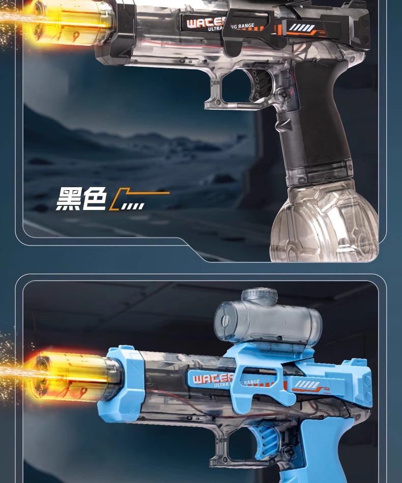 跨境热销儿童戏水玩具联动回膛脉冲灯光喷火高速连发冰鼠电动水枪详情14