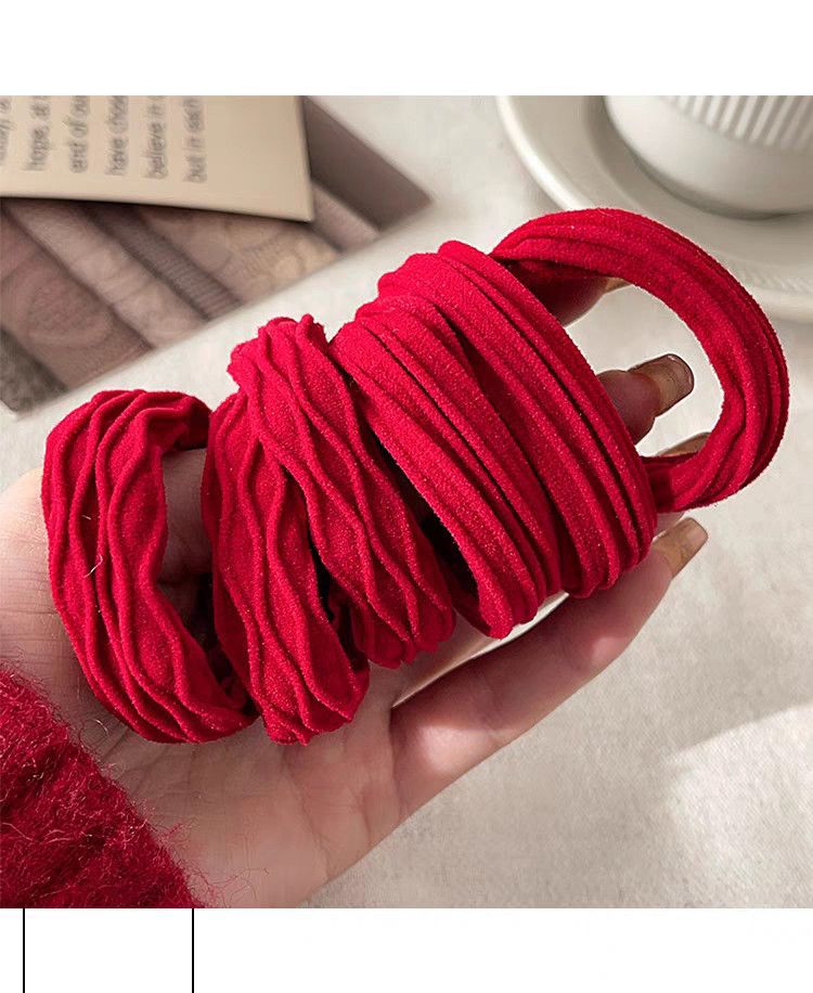 爆款加粗耐用红色头绳成人无接缝马尾发圈高弹力发绳气质皮筋详情6