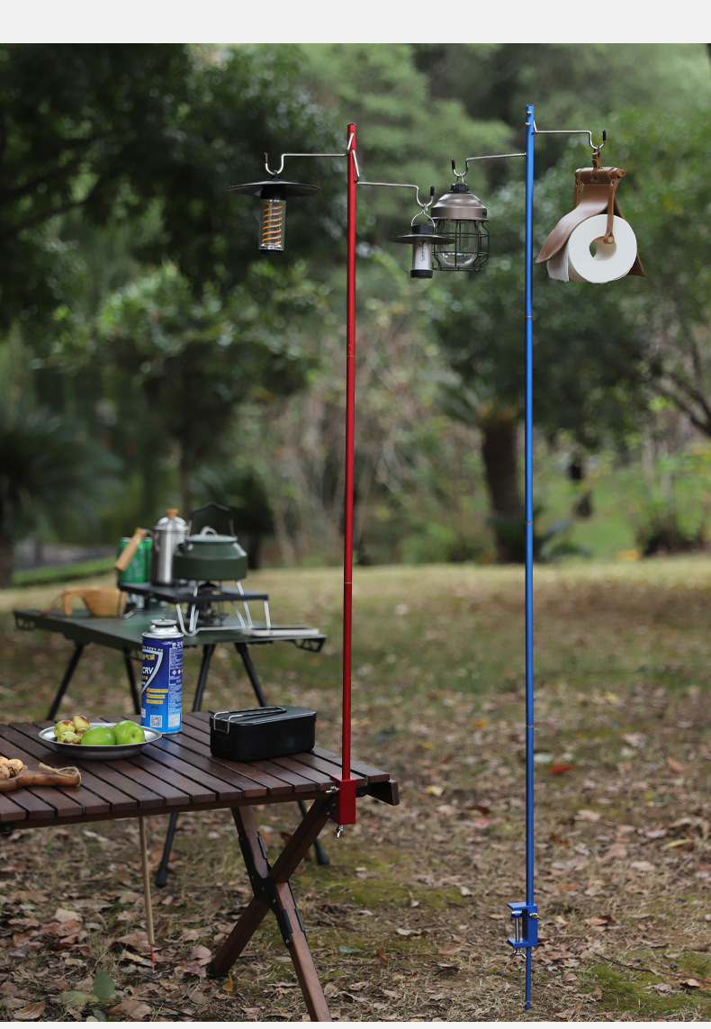 户外营地折叠灯架露营超轻铝合金便携式桌面灯杆支架照明挂灯挂架详情7