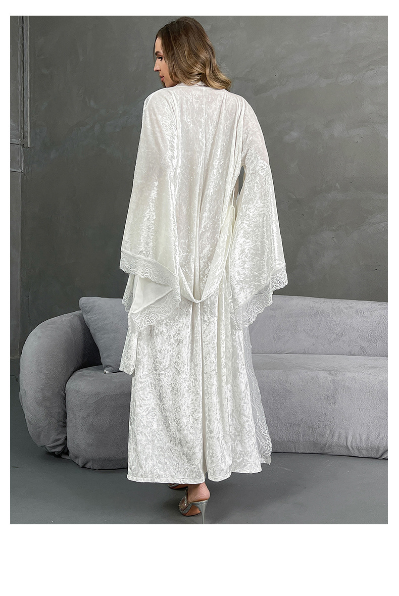 Factory direct sales of velvet and lace patchwork home wear series, sexy V-neck slit nightgowns, halter nightgowns in multiple styles pic 26