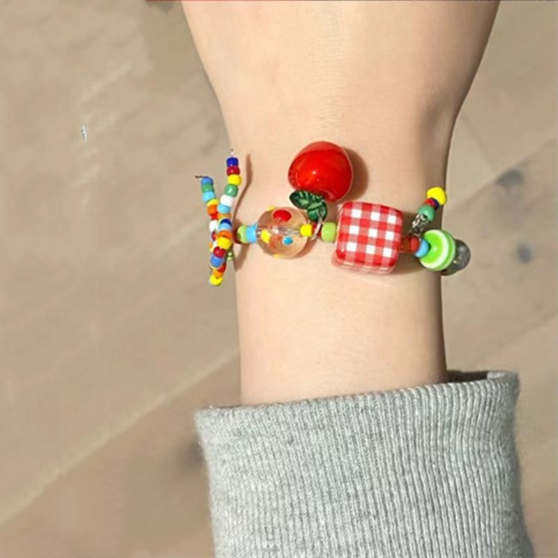 Fun and sweet girl, colorful Apple Paradise necklace, sweet and cool girl style, high appearance level, beaded collarbone chain new style pic 8