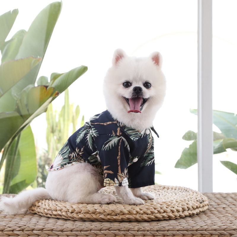 Pequeño y mediano perro playa piña camisa hawaii mascota perro gato golden hair primavera verano fino ropa artículos pic 7