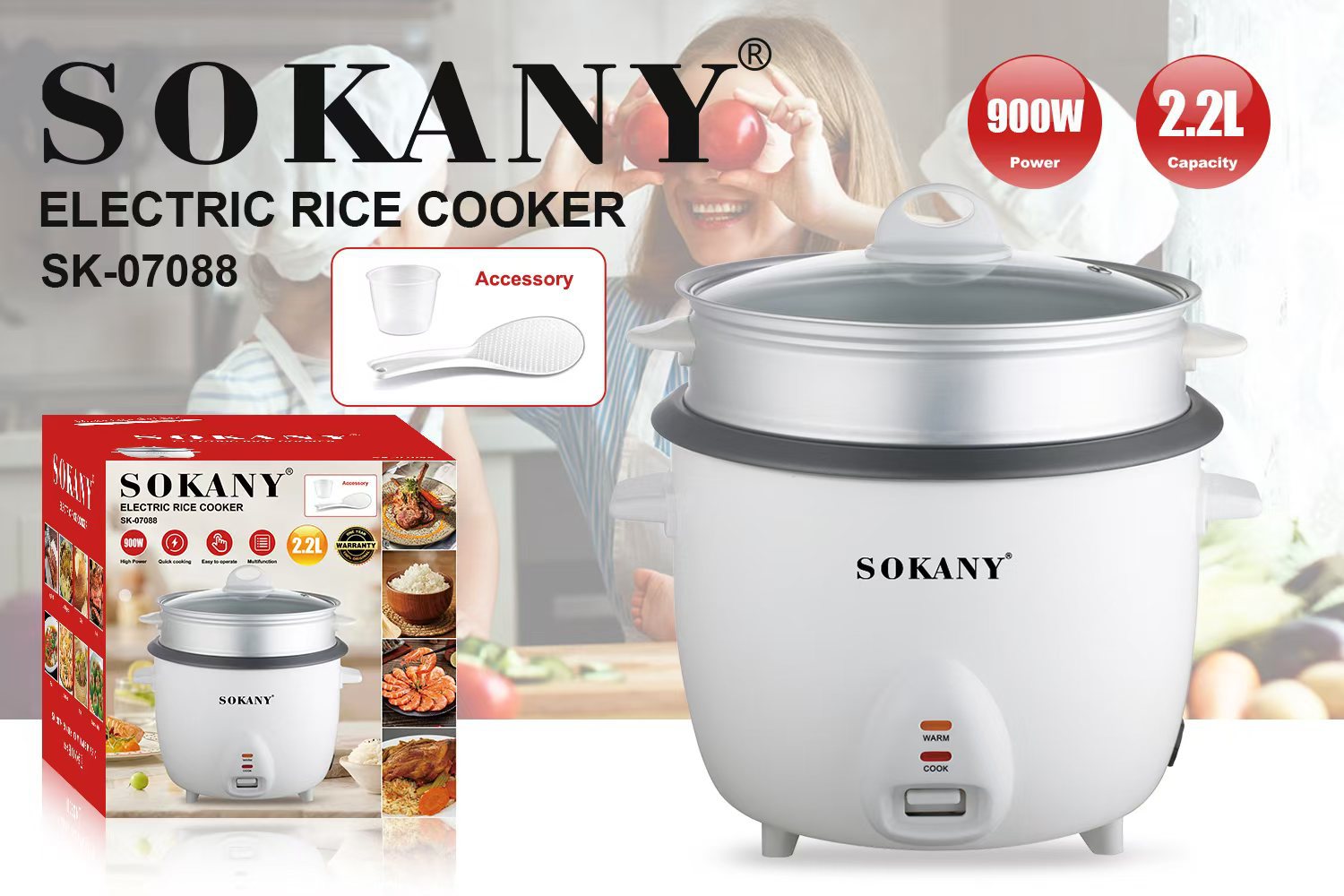Cross-border SOKANY07088 ELECTRIC RICE COOKER Household Small 2.2L Electric Rice cooker pic 2