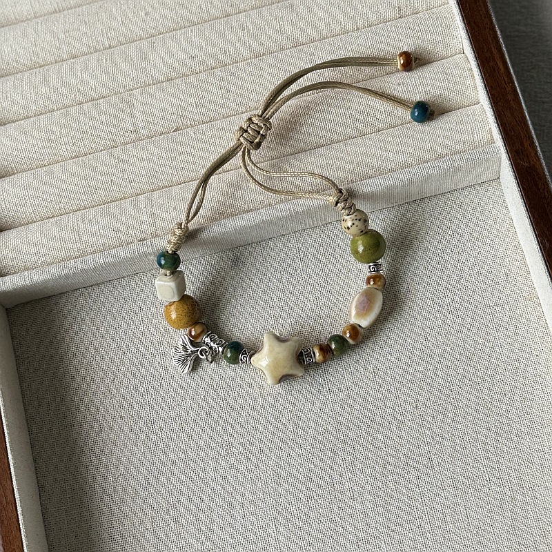 Jingdezhen ceramic bracelet wholesale street stall, versatile, fresh and new Chinese style, popular flower-woven ancient-style bracelet for women pic 9