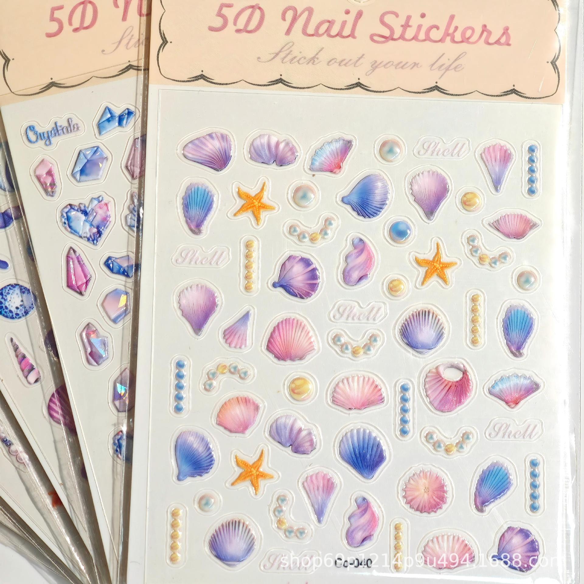 T.Nails 新款5D浮雕网红缤纷海洋贝壳光美甲贴纸立体指甲贴详情1