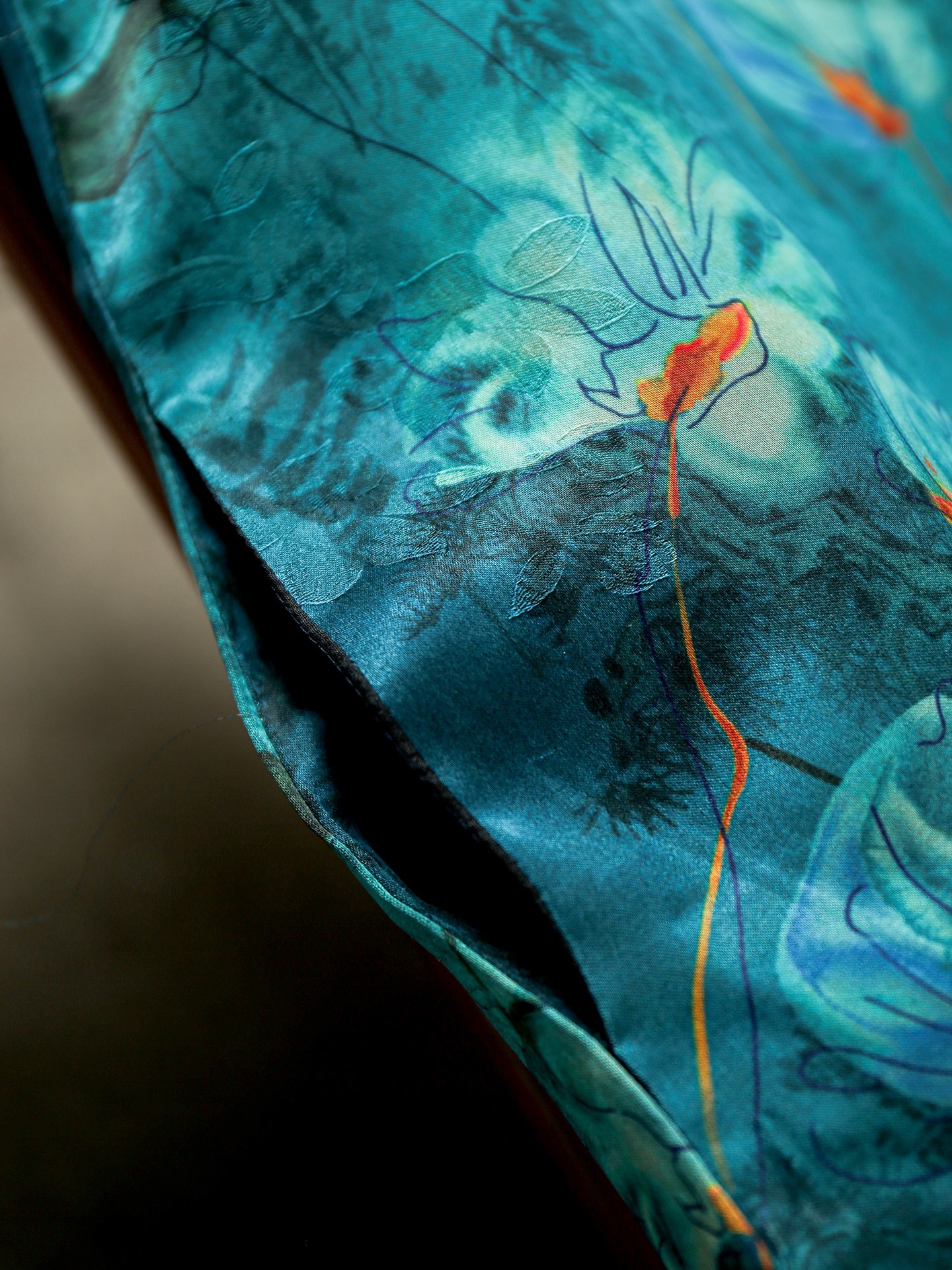 真丝香云纱立领旗袍连衣裙女国风刺绣100桑蚕丝收腰裙子夏新款详情15