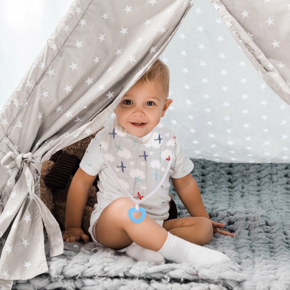 口水巾婴儿围嘴纯棉纱布牙胶宝宝吃饭防吐奶360度旋转6层三角巾详情10