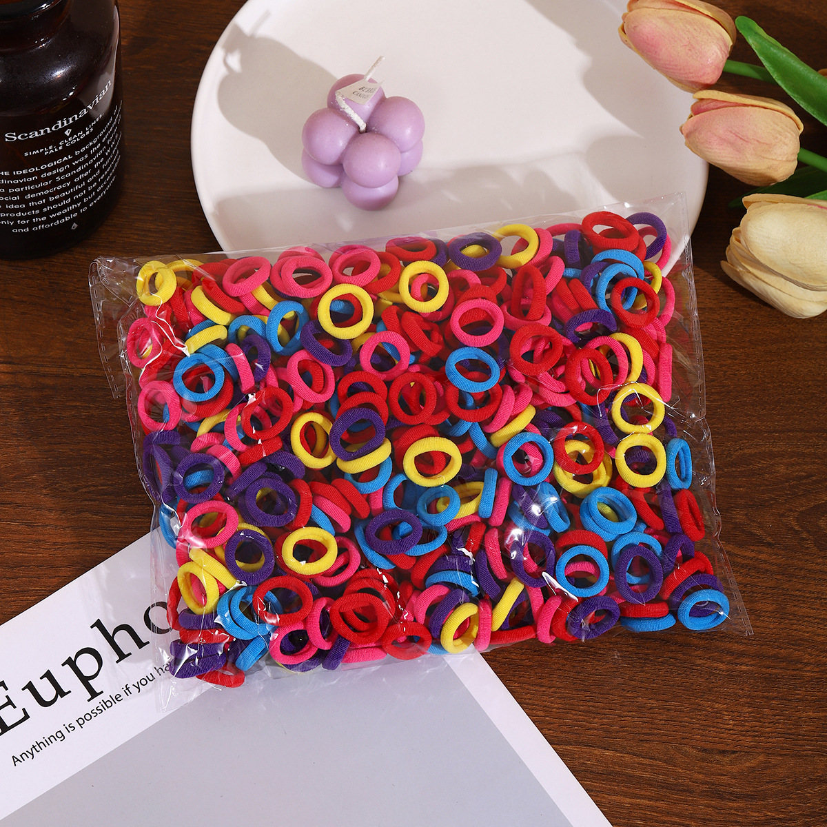 儿童不伤发毛巾圈500根装高弹力皮筋拇指橡皮筋头绳宝宝女童发圈详情21