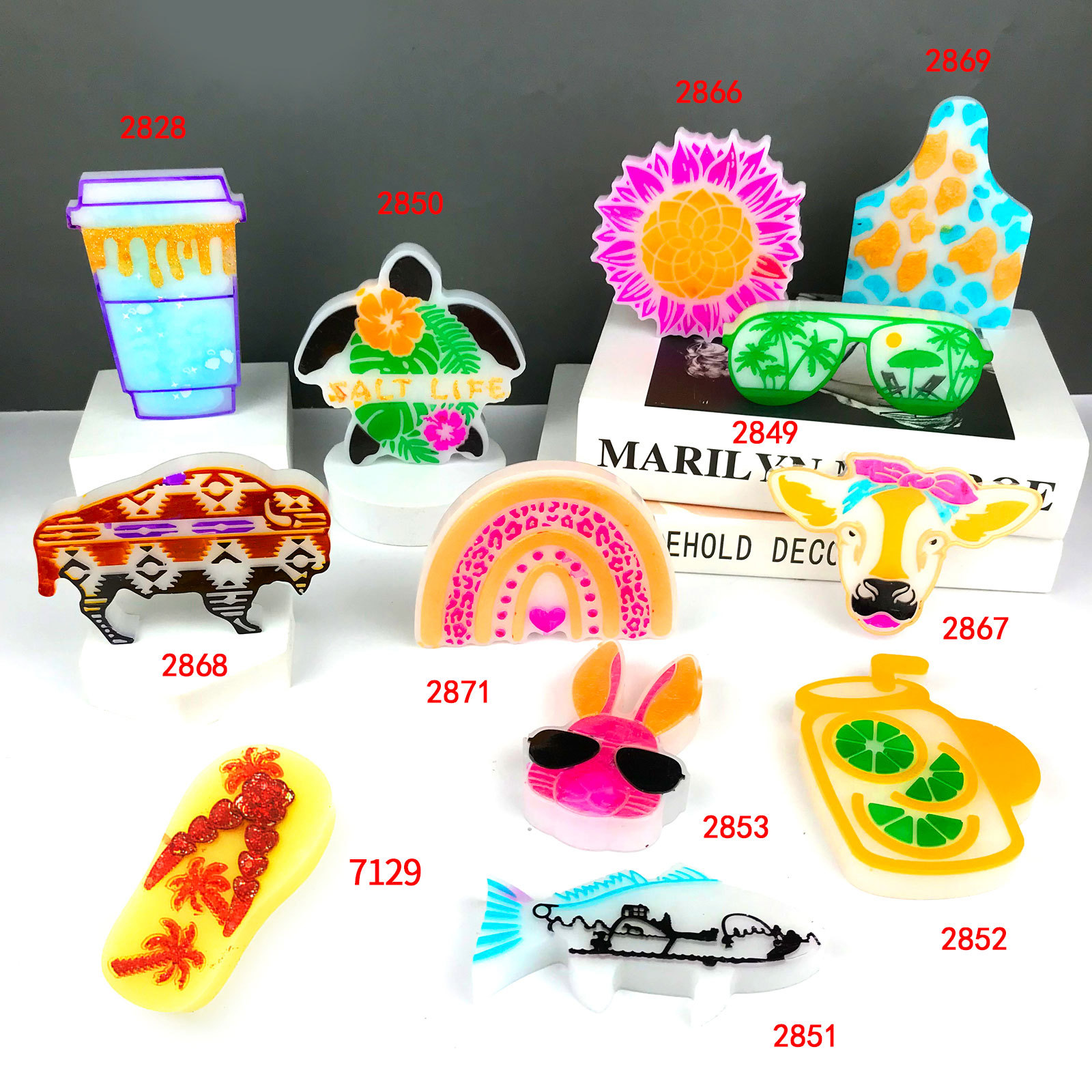 155款彩虹香薰滴胶模具太阳花车载香薰模具牛头石膏蜡烛硅胶模具详情6