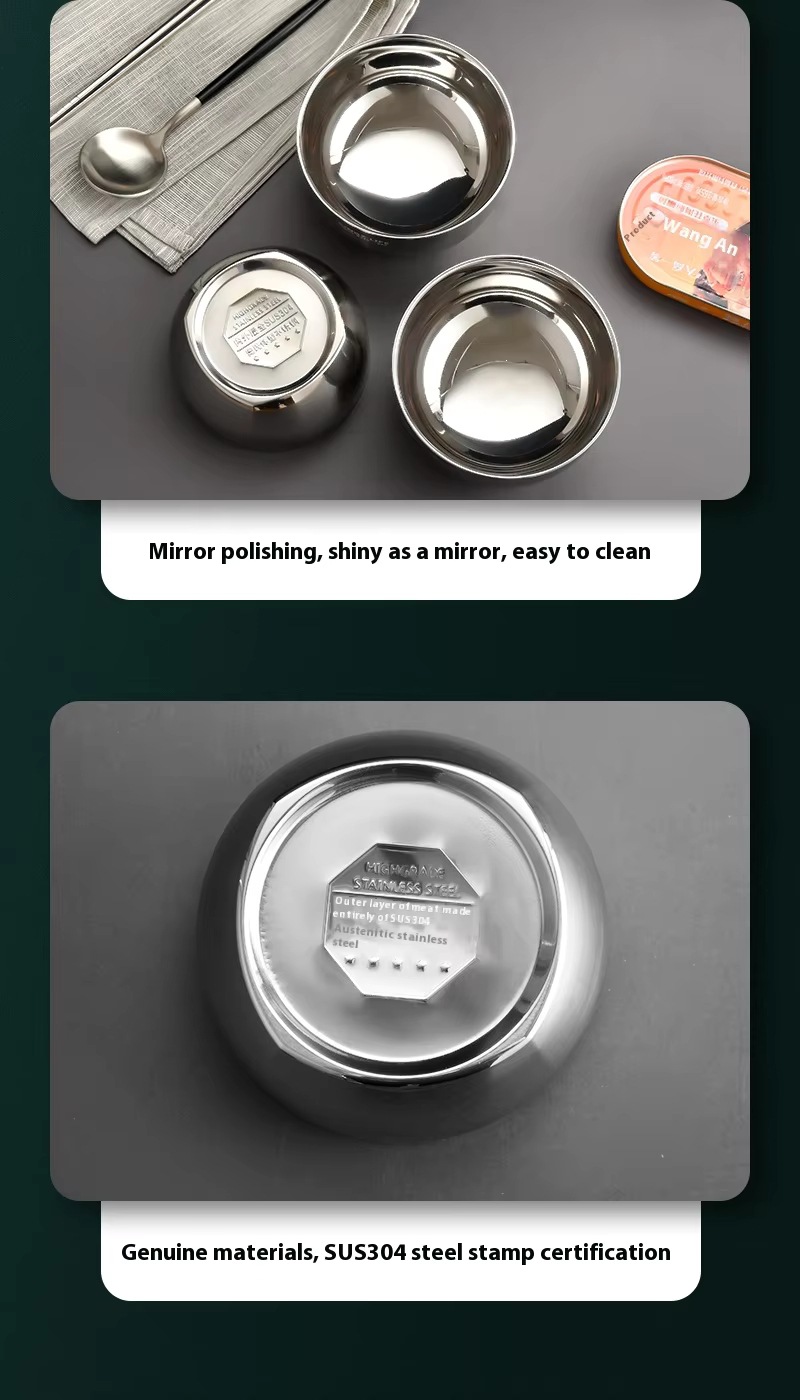 304 thickened stainless steel double-layer soup bowl, heat-resistant, dishwasher washable, environmentally friendly household kitchenware pic 14