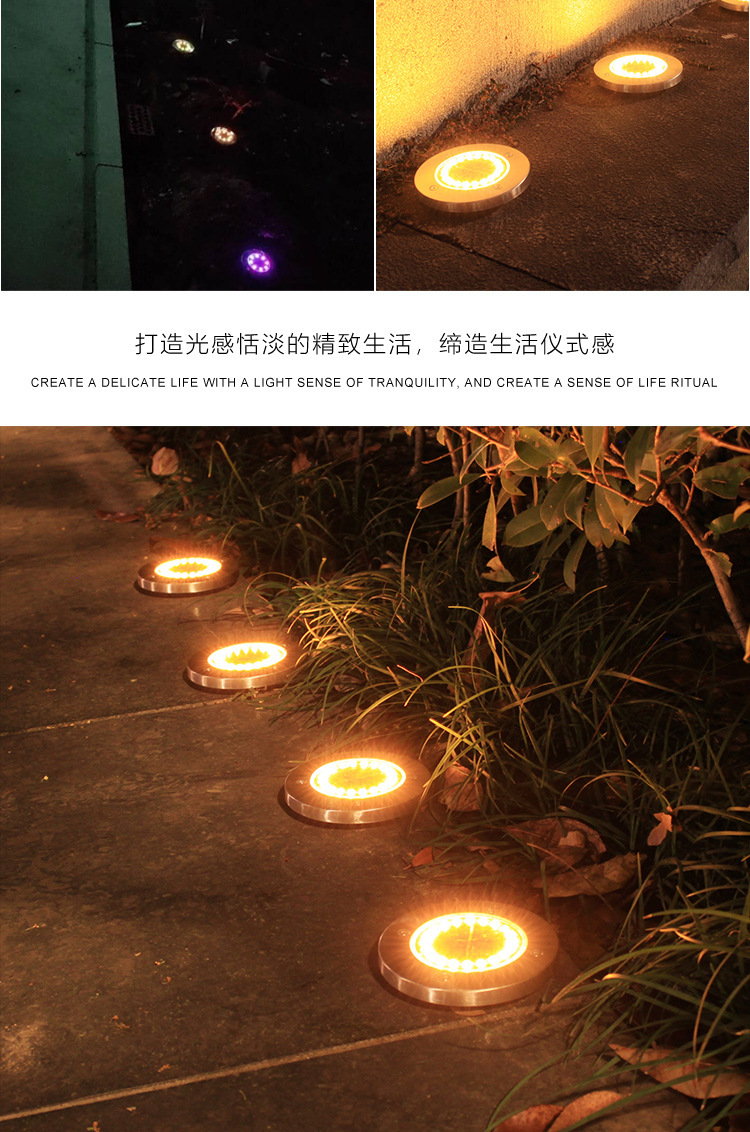 Solar-powered ground lamp with 8LED stainless steel, new outdoor plug-in grass lamp, courtyard garden rainproof villa ground lamp pic 12