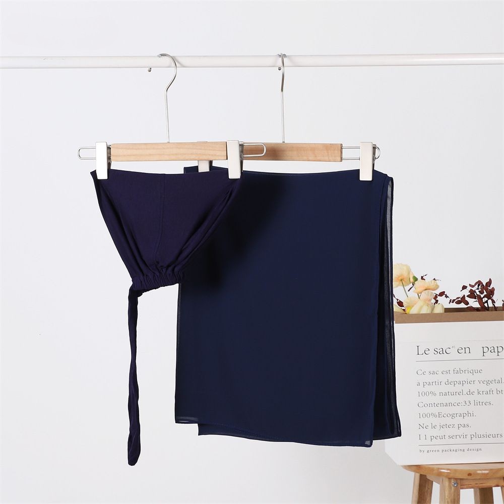 Adjustable small cap and chiffon headscarf one-piece set, multi-color in-stock scarf, Middle East Malaysia headscarf pic 8