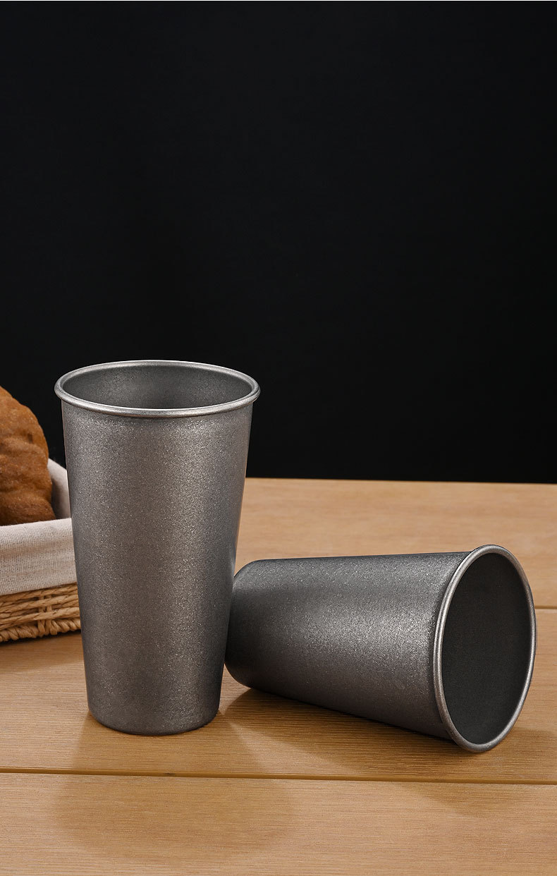 Vintage 304 stainless steel water cup, aged coffee cup, commercial beer mug, single-layer cold drink cup, anti-drop custom logo pic 14