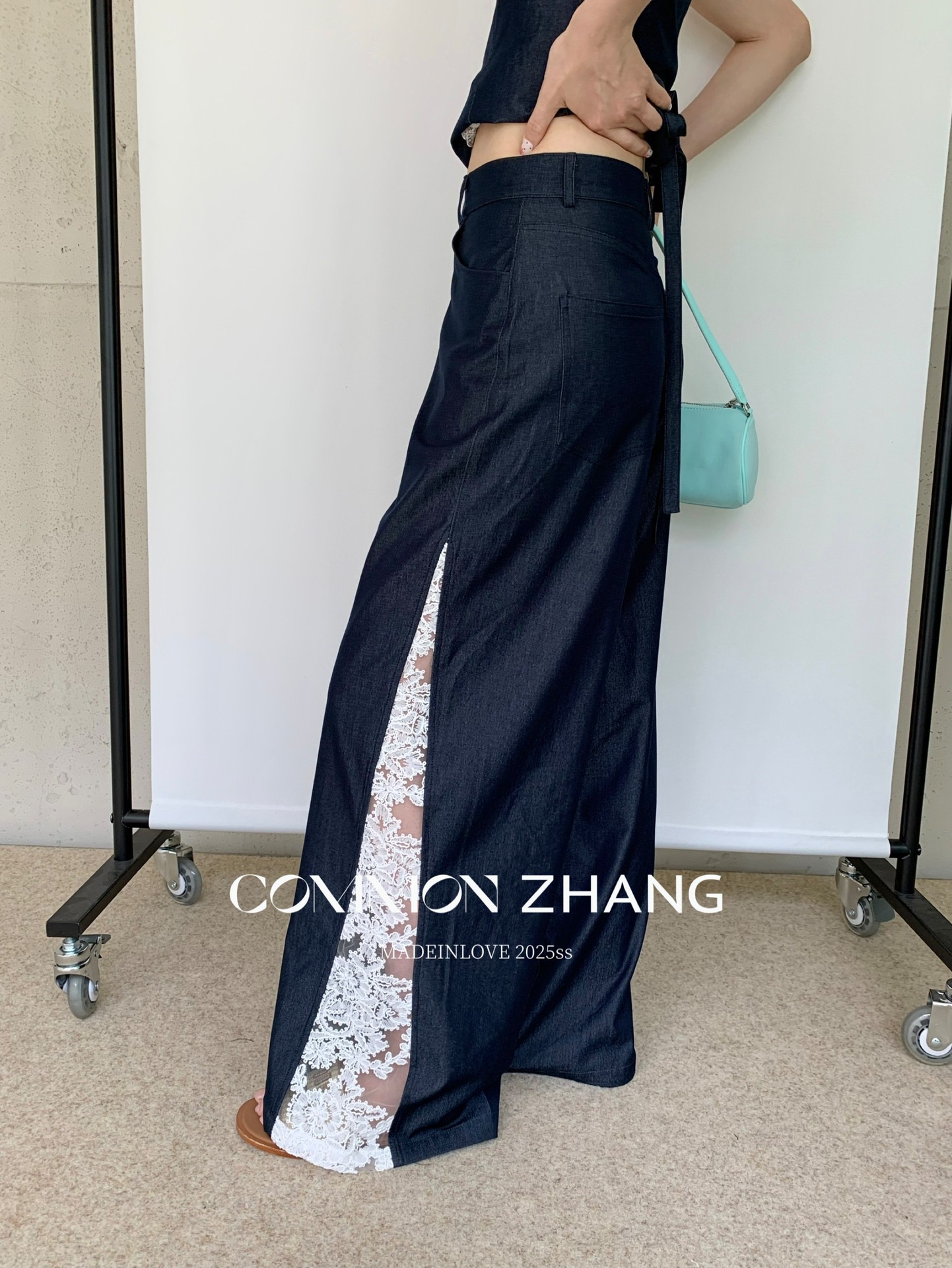 CZ ZHANG Summer French niche lace patchwork with cutout texture, low-waisted wide-leg drape casual pants B24032 pic 12
