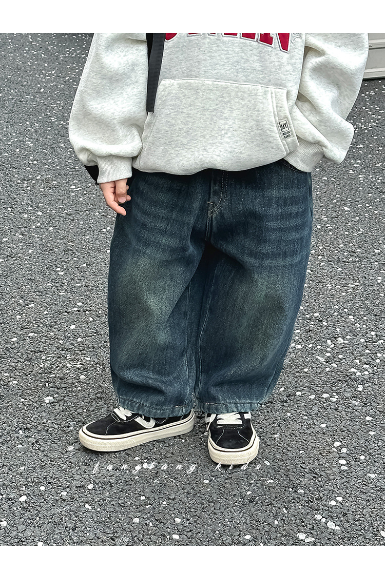 儿童加厚裤子男童加绒牛仔裤冬季新款小男孩保暖休闲长裤冬装批发详情9