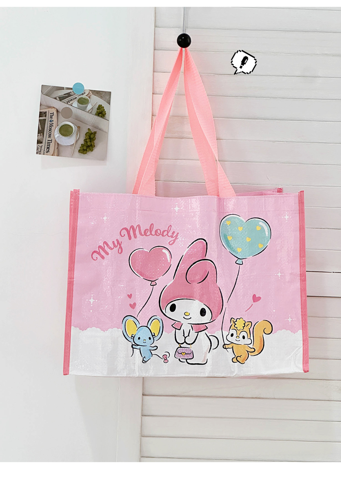Sanrio genuine Hello Kitty kt woven shopping bag, large capacity storage bag, bento bag, portable hand-held crossbody bag pic 9
