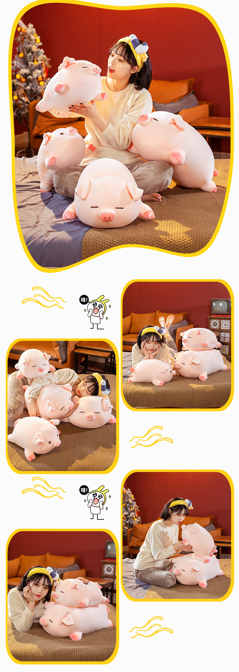 Love Piggy plush national trend toys, Pappa dolls, bed dolls, super soft cloth dolls, birthday gifts for girls, throw pillows wholesale pic 6