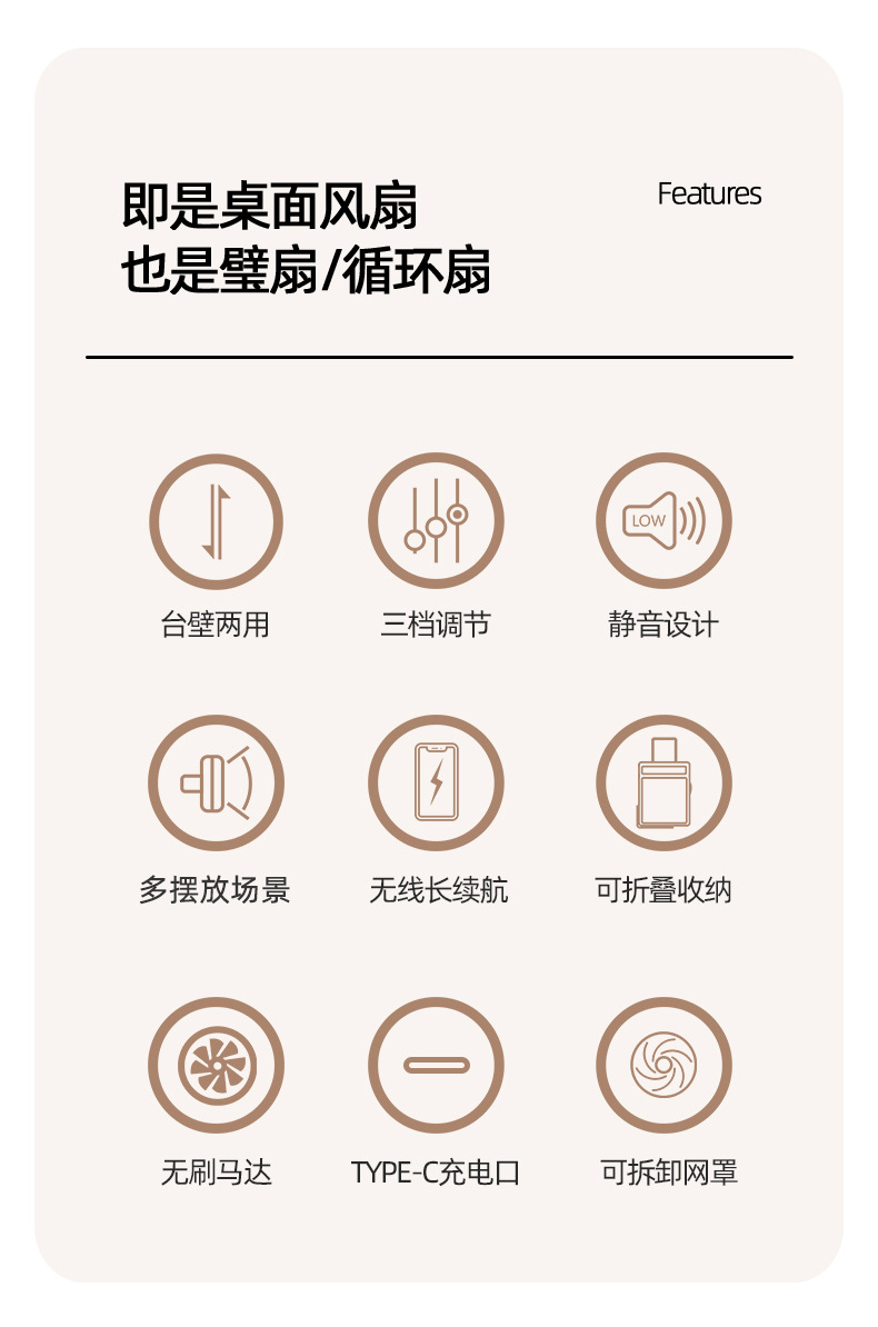 Cross-border e-commerce USB charging folding fan, home student high wind force portable desktop fan factory direct sales pic 2