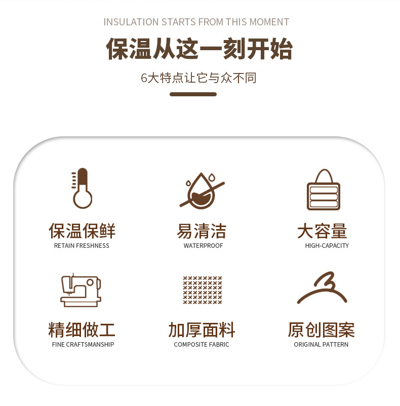 厂家直销批发学生手提饭盒袋多功能牛津布加厚饭盒手提保温袋详情2