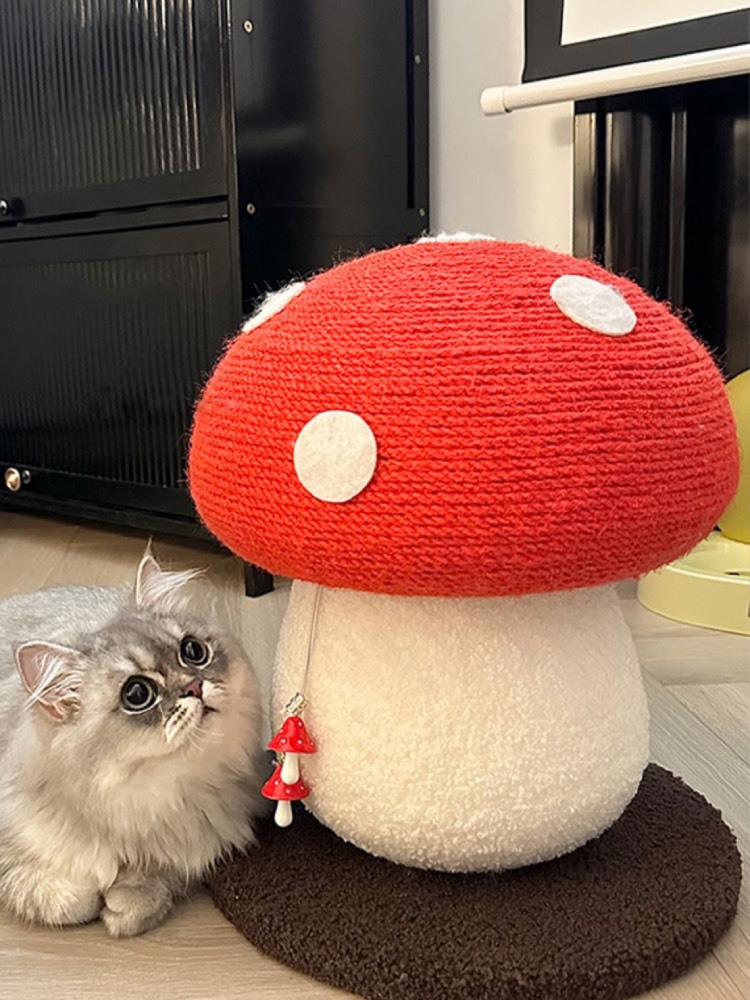 Red Mushroom cat climbing frame grab post, one piece of sisal claw cat climbing post, standing cat grab board, cat tree cat toy pic 6