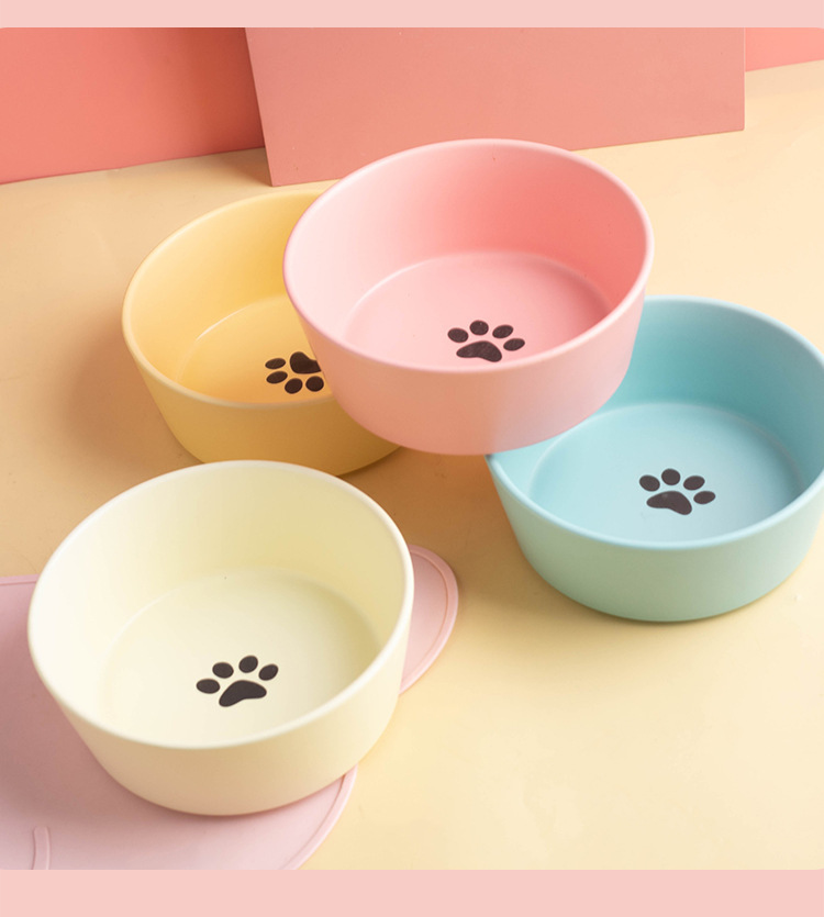 Large-capacity pet ceramic bowl, simple matte underglaze color dog food bowl, cat bowl and dog bowl, universal, easy to clean and anti-tipping pic 15