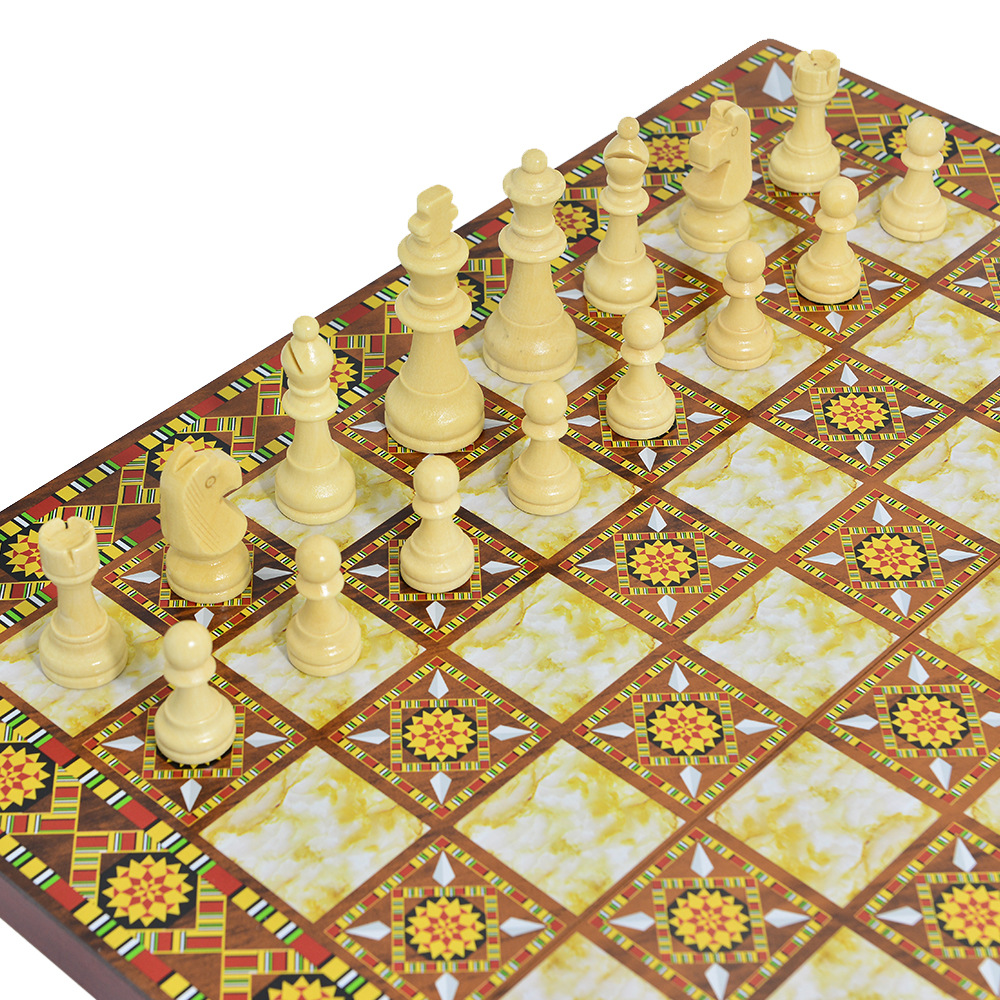 Wholesale of three-in-one wooden chess portable folding multi-size leisure and entertainment chessboard, gifts for foreign trade gatherings pic 12