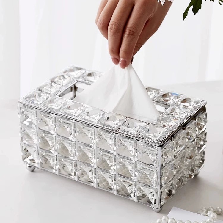 European-style best-selling ins tissue paper, metal tissue box, living room desktop storage box, crystal tissue box, factory direct sales pic 6