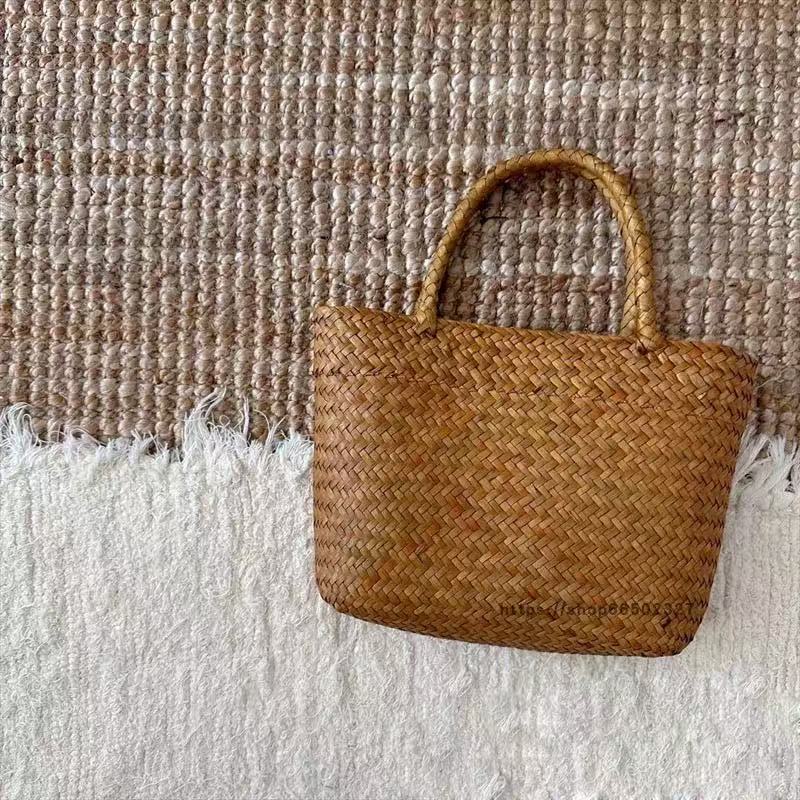 网红款编织手提包小众女包旅游度假小清新凹造型手工草编收纳详情4