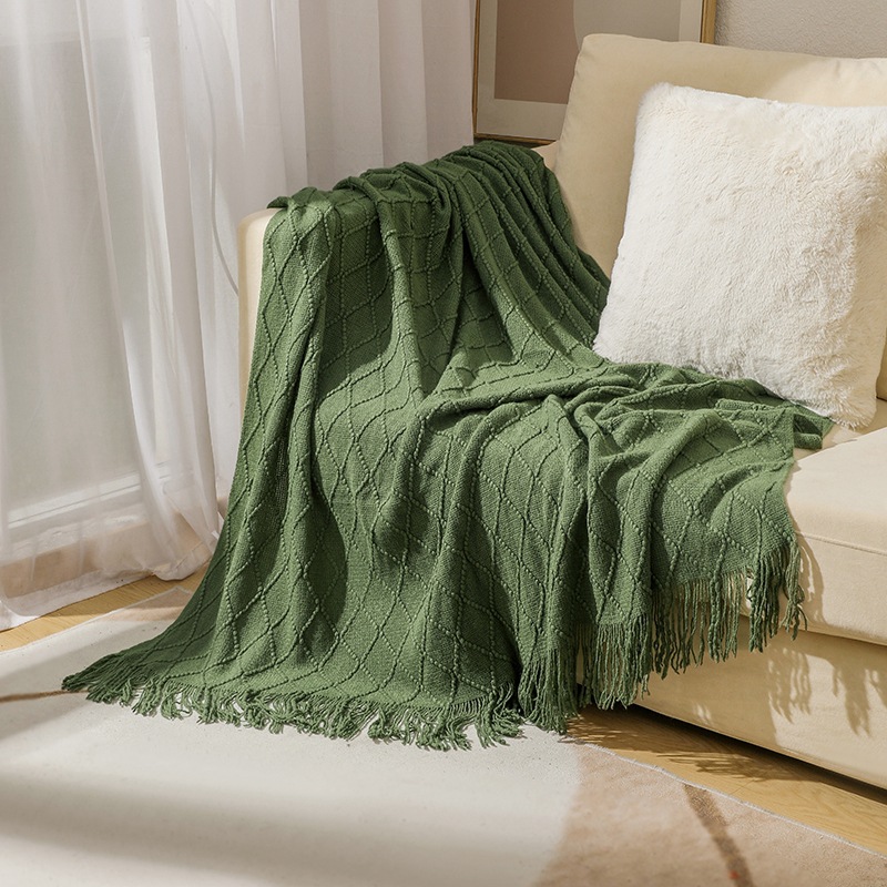 Knitted blanket, sofa blanket, cover blanket, fringed thin blanket, office air conditioning blanket, bay window blanket, summer nap blanket, small blanket pic 46