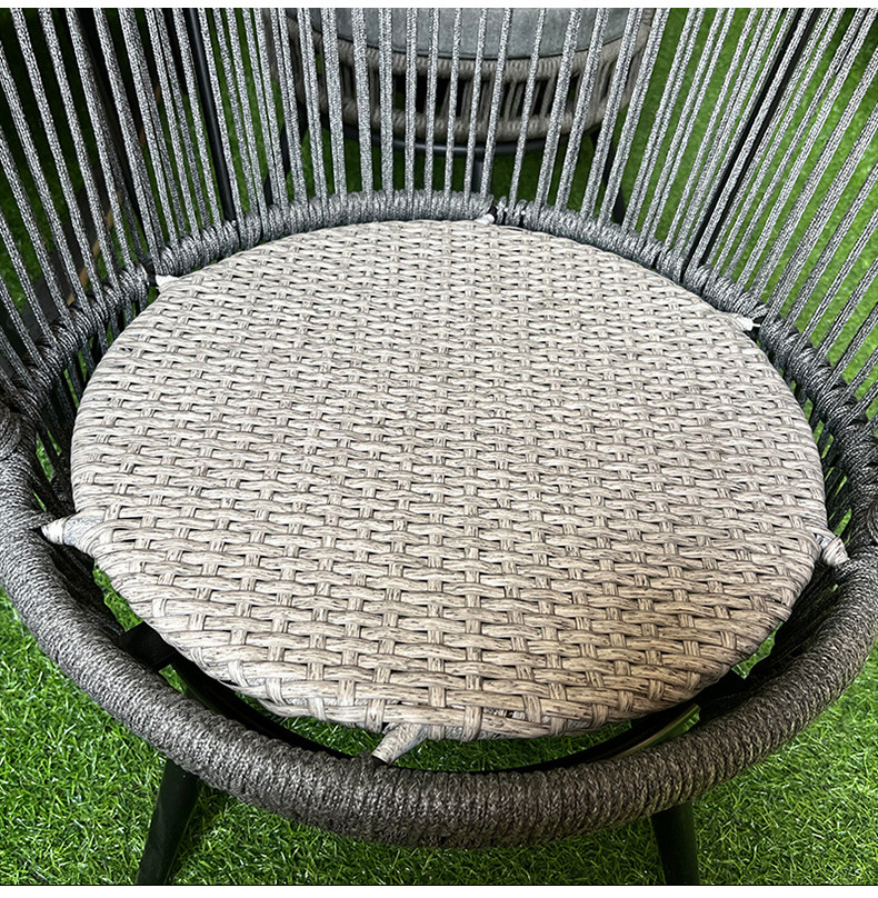 Nordic outdoor balcony backrest chair, simple small-sized apartment bay window soft cushion rattan chair combination courtyard leisure table and chair pic 15