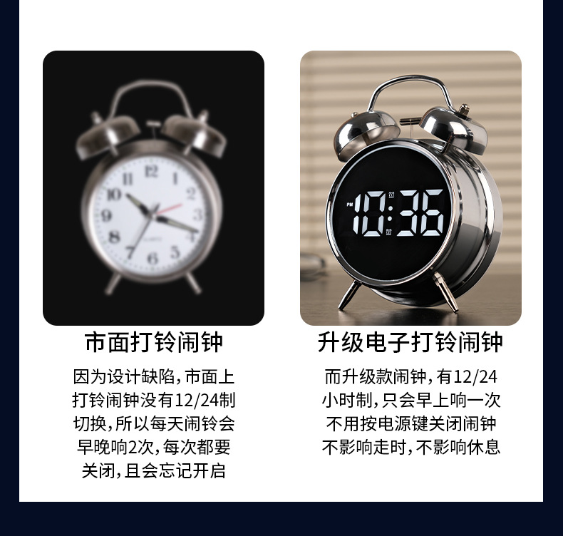 Powerful wake-up alarm clock 2024 New model for junior high school students, electronic intelligent high-volume, student-specific wake-up wonder, super loud pic 3