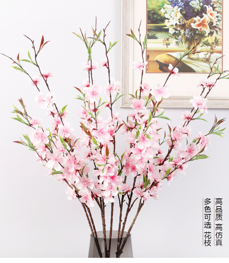 婚庆仿真桃花 花卉桃花枝批发 假花室内客厅装饰绢布小桃花仿真花详情3