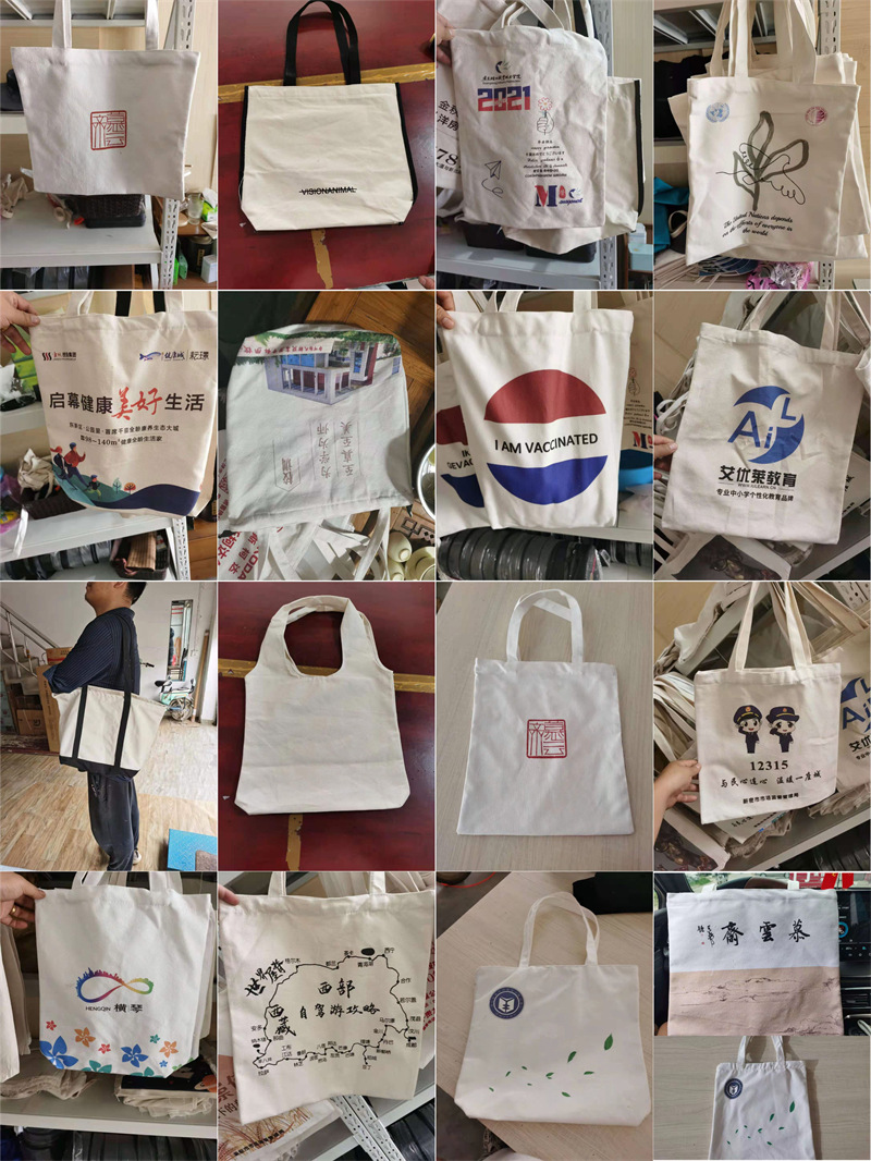 8-inch in-stock canvas bags, hand-held diagonal canvas bags, color-printed canvas bags, advertising promotion, supermarket shopping, customized logo pic 7