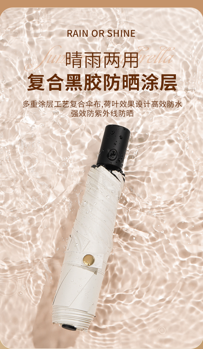便携小巧超轻碳纤维羽毛伞手动自动轻便太阳伞三折晴雨伞两用批发详情19