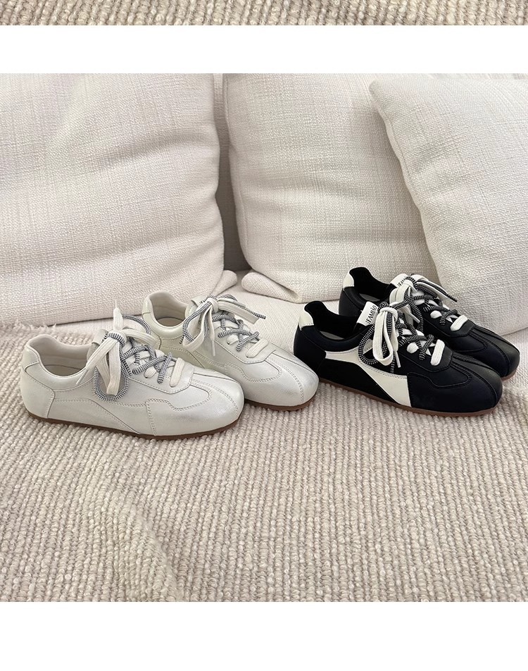 网红爆款2025新款休闲百搭德训鞋女夏平底轻便运动板鞋黑色小白鞋详情1