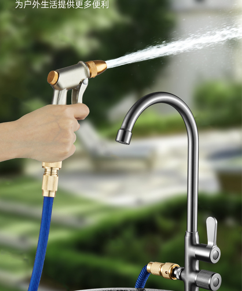 All-copper sun protection and anti-freezing faucet, outdoor single-cooling, outdoor courtyard, garden and balcony dual-use, one in and two out faucet pic 20