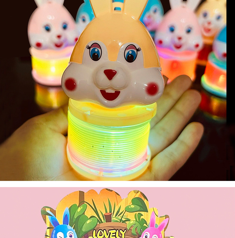 The 2023 Year of the Rabbit hand-held lantern rainbow ring cartoon rabbit luminous elastic rainbow ring spring ring toy is selling well pic 19