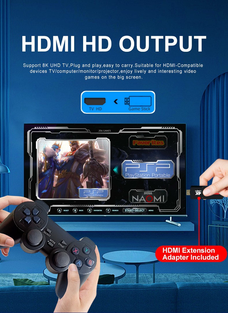 X2 single-system home nostalgic game console for export, 64G ultra-high-definition input wireless controller game console pic 5